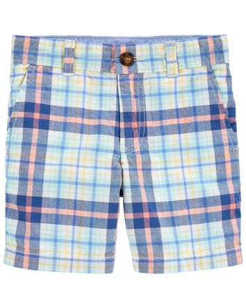 4 Kids Carters Little Boys Pull-On Plaid Shorts 